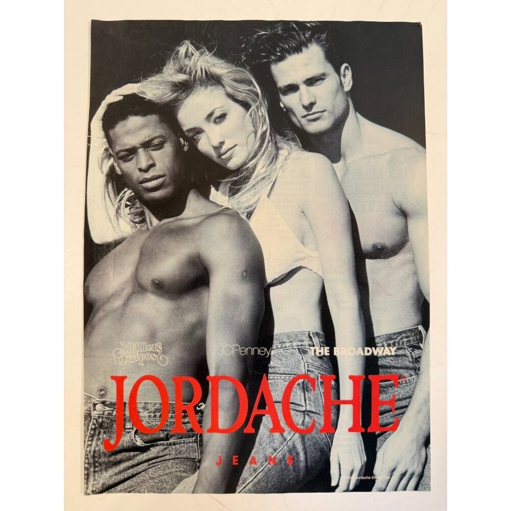 Vtg 1995 Jordache Denim Jeans Cheesecake Guy Sexy Girl Advertisement Print Ad - Picture 1 of 1